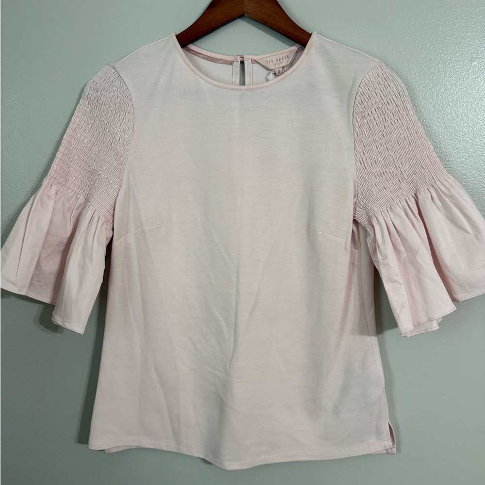 Ted Baker Light pink Blouse with Ruffled Sleeves